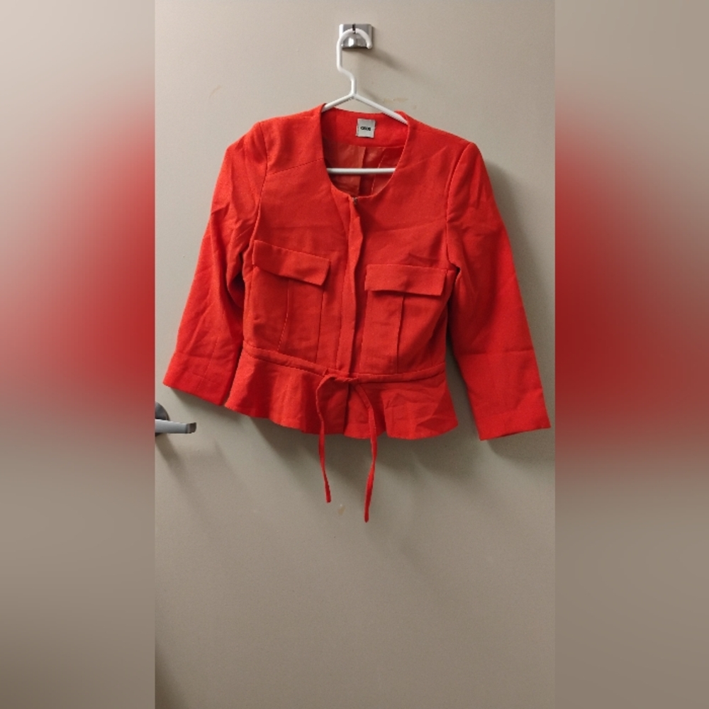 ASOS Women's Orange Peplum Zip Tie Front Blazer Jacket